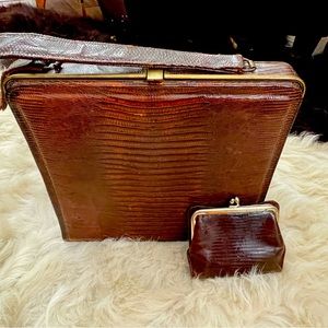Vintage 1950's Alligator Top Handle Bag and Bergdorf Goodman St. Thomas wallet